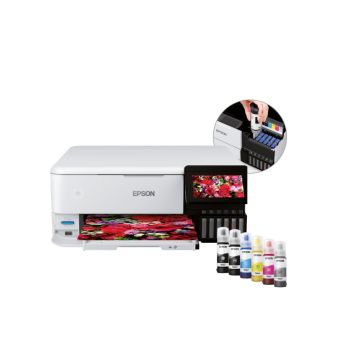 EPSON EcoTank ET-8500 MFP 3en1 Jet d'encre 6 couleurs A4 rechargeable 16ppm/12ppm, R-V, USB, Ethernet, Wifi, Wifi direct, SD, impression CD
