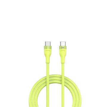 Câble USB-C/USB-C en nylon tressé USB 2.0 480Mbps - 1m – 20V3A - Jaune