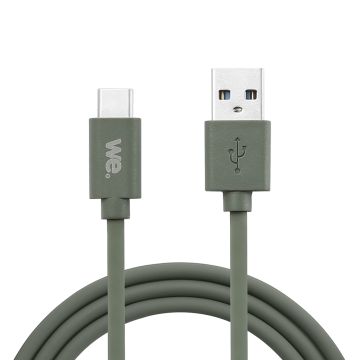 Câble USB/USB-C en silicone - USB 2.0 - 1m - vert kaki