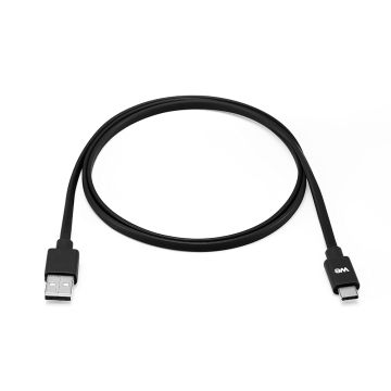 Câble USB-C mâle/USB A mâle plat 2 m - USB 3.1 gen 1 - noir ne s'emmêle pas