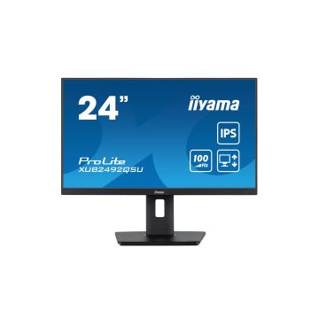 Ecran IIYAMA 23,8 Noir IPS 16:9 0.5ms WQHD 2560x1440 300 cd/m² 100Hz 1xHDMI 1xDisplayPort 3xUSB HUB (3.2) Haut parleurs 15cm pied réglable en haut Pivot