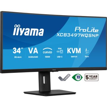 Ecran IIYAMA 34 VA 21:9 incurvé 1500R 3440x1440 0.4ms 120Hz 350 cd/m² HPs 2xHDMI DP 1xUSB-C 4xUSB(2x3.2 2xType C) 1 dock USB-C 15cm pied réglable hauteur TCO 