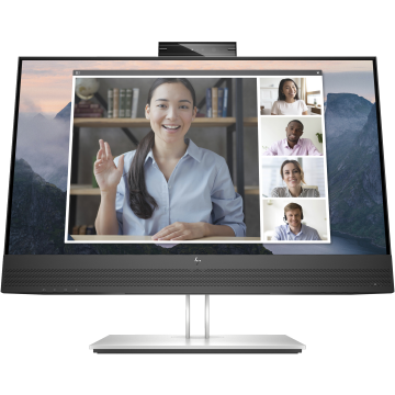 Moniteur HP E24mv G4 Collab 23.8'' FHD IPS 5ms GtG 250nits VGA/HDMI/DP 4xUSB-A 3.2 Regl Hauteur,Pivotable,Inclinable,webcam,certifié Zoom,barre de son 3/3/0
