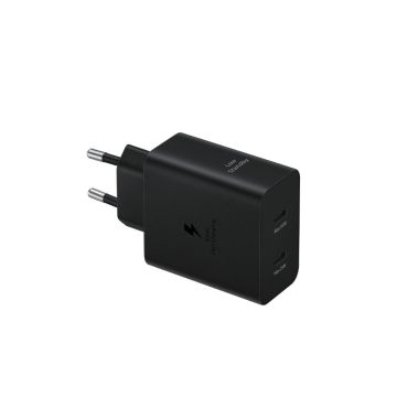 Chargeur secteur ULTRA RAPIDE DUO 50W ou 2 x 25W, GaN (avec câble 45W 1,8M Coloris Noir SAMSUNG EP-T5020XBEGEU