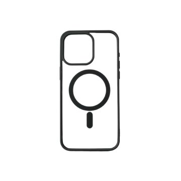 We Coque de protection RUBBER APPLE IPHONE 15 PRO MAX - Dos transparentcontour mat noir - Compatible MAGSAFE