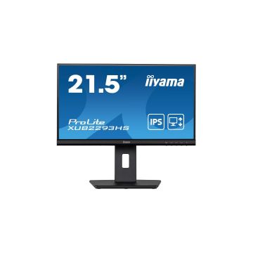 Ecran IIYAMA 21.5 Noir IPS 16:9 1ms ULTRA MINCE 1920x1080 250 cd/m² 3ms VGA HDMI Displayport HPs 2x1W Pied réglable en hauteur sur 15 cm + Pivot i-style Colour