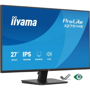 Ecran IIYAMA 27'' Noir dalle IPS Ultra mince 16:9 1920x1080 1ms 350 cd/m² 120Hz HDMI DisplayPort Haut-parleurs  TCO X2791HS-B1