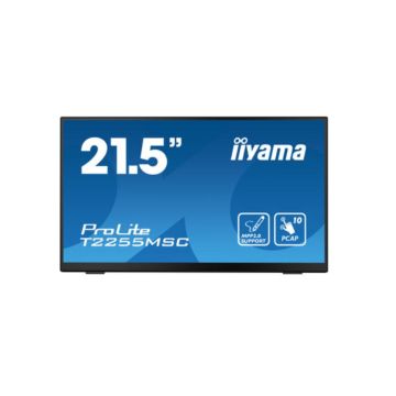 Ecran IIYAMA 21.5 Noir avec verre bord à bord Tactile PCAP 10 points FHD IPS 1920x1080 5ms 360cd/m² HDMI Displayport USB HUB HPs 2x3W / T2255MSC-B1