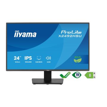 Ecran IIYAMA 24'' Noir dalle IPS LED Ultra mince 16:9 1920x1080 3ms 300 cd/m² 120Hz HDMI Displayport 2xUSB (3.2) Haut parleurs TCO produit ECO