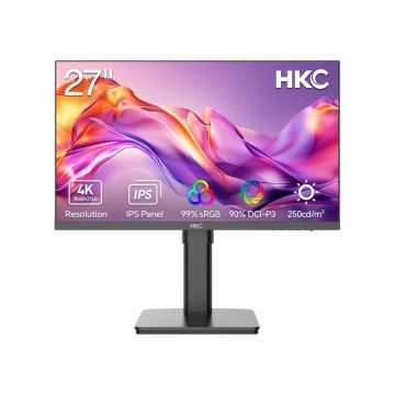 Ecran 27" HKC T2752U 3840x2160 IPS 16:9 60Hz 1000:1 5ms 350cd/m² 2xHDMI DP A/O VESA 75x75 Inclinable Réglab 80mm haut Pivot Pied HAS Coloris Noir