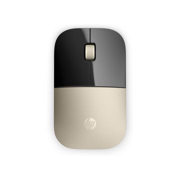 Souris sans fil HP Z3700 Or,fonctionne sur une large gamme de surfaces, durée de vie jusqu'à 16 mois avec une seule pile AA plate et elegante X7Q43AA