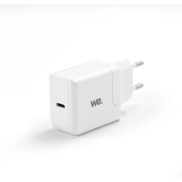 WE Bundle Chargeur Secteur + Câble Chargeur : Câble USB-C/Lightning Sortie Max 20W / Power Delivery 3.0 Mince, léger et pratique. Blanc