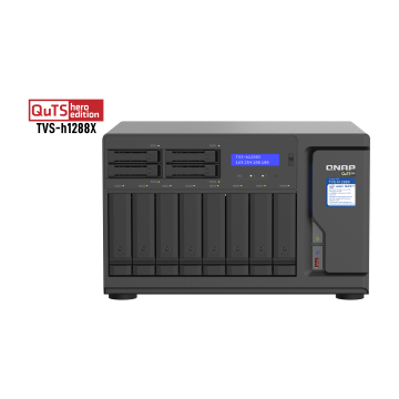Serveur Nas Qnap TVS-H1288X-W1250-16G - Intel Xeon W-1250 - 16Go Ram - 5Go Flash - 8x 3.5 + 4x 2.5 SATA 6 Gbits/s - Garantie 3 ans