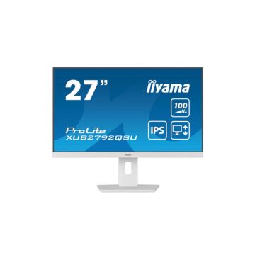 Ecran IIYAMA 27 Blanc IPS Ultra mince 0.4ms 100Hz 2560x1440 250 cd/m² HPs HDMI DisplayPort 4xUSB HUB(3.2) pied régl en haut 15cm Pivot TCO / XUB2792QSU-W6
