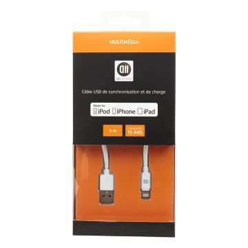 Câble USB pour Apple Lighting 3 m blanc