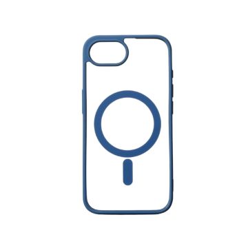 We Coque de protection RUBBER APPLE IPHONE 16E/17E - Dos transparent–contour mat bleu - Compatible MAGSAFE