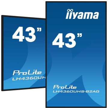 IIYAMA LFD 43 dalle VA 24/7 4K 3840x2160 16:9 3xHDMI 2xUSB 2.0 HPs 2x10W Paysage/port 6.5ms 500cd/m² MediaPlayer VESA 400x300 / LH4360UHS-B2AG