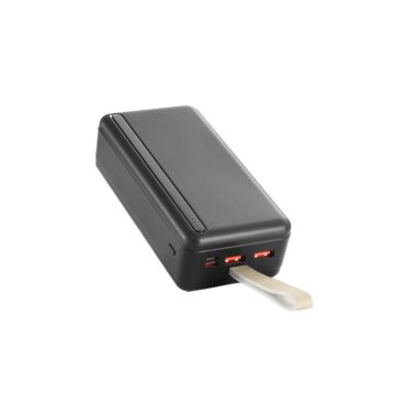 Batterie de secours 30000mAh 3 ports - 1 port USB-C + 2 ports USB A - fast charge 18W/20W - câble USB/USB-C 20cm inclus - noir