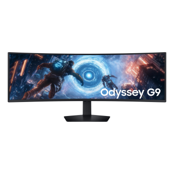 Ecran 49'' Samsung Gaming Odyssey G91F Noir 144Hz 1ms 5120x1440 VA Incurvé 1000R 32:9 350cd/m² DP 2xHDMI 3xUSB Casque Pied réglable hauteur orientable inclinabl