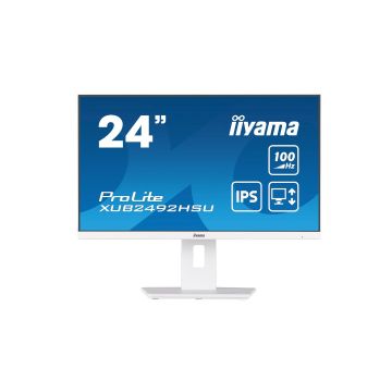Ecran IIYAMA 24 Blanc IPS 16:9 0.4ms 1920x1080 100Hz ULTRA MINCE 250 cd/m² HPs 1xHDMI 1xDisplayPort 4xUSB-HUB 15cm pied réglable hauteur Pivot TCO