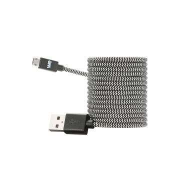 Câble USB/Micro USB Nylon 2m tressé noir et blanc Micro USB reversible en ALU grande longueur: très pratique !