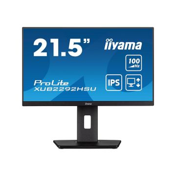 Ecran IIYAMA 21,5 IPS ULTRA MINCE 0.4ms 100Hz 1920x1080 250 cd/m² HP 1xHDMI 1xDisplayPort 4xUSB-HUB (3.2) 15cm pied réglable en hauteur Pivot TCO