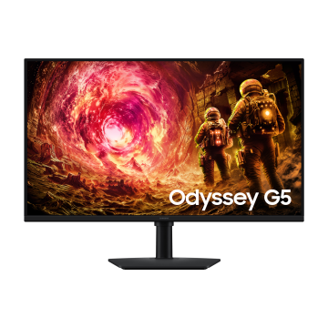 Ecran 32'' Samsung Gaming ODYSSEY G5 Noir VA 180Hz 16:9 1ms 2560x1440 300cd/m² 2xHDMI Displayport Pied réglable hauteur orientable inclinable pivot