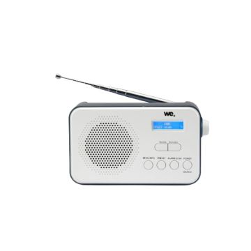 Radio portable DAB+/DAB/FM, double alarme, écran LCD, batterie rechargeable de 2000mAh Luminosité réglable, antenne télescopique, RMS 2W, Bleu