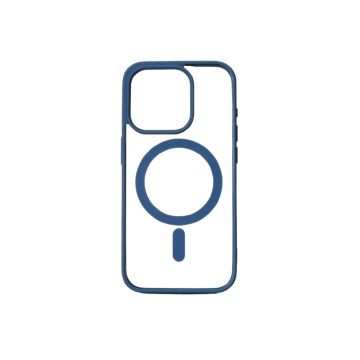 We Coque de protection RUBBER APPLE IPHONE 15 PRO - Dos transparentcontour bleu - Compatible MAGSAFE