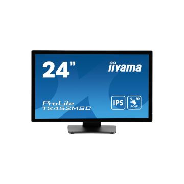 Ecran IIYAMA 23,8 Noir Tactile PCAP conceptions en verre sans cadre IPS 10points 1920x1080 14ms 360cd/m² 1xDisplayport 1xHDMI 2xUSB HUB 3.2 HPs 2 x 1W
