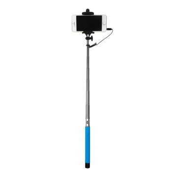Bras Selfie bleu longueur: 22.5 à 100.5cm compatible IOS 4.0 / Android 3.0 Connexion port Jack / bouton phot