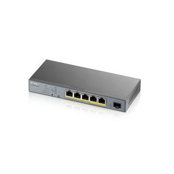 Zyxel GS1350-6HP -Commutateur 6p gérable CCTV PoE 60W, 802.3BT (1 year NCC Pro pack license).