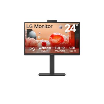 ECRAN LG 24 Noir 24BA850-B 16:9 IPS FHD 4K 5ms 1920x1080 250cd/m2 HDMI DisplayPort USB-C LAN Webcam Microphone Réglab haut Inclinaison Rotatif Pivot