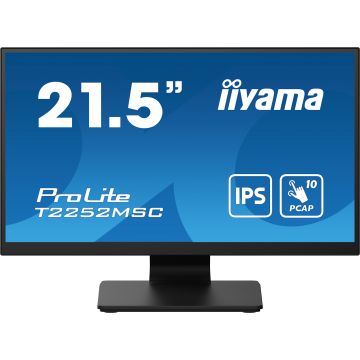 Ecran IIYAMA 21,5 Tactile PCAP 10 points 1920x1080 dalle IPS ultra mince VGA HDMI DisplayPort Haut-parleurs 250cd/m² 1000:1 5ms VESA 100x100 / T2252MSC-B2