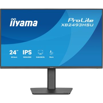 Ecran IIYAMA 23,8" Noir IPS Ultra Mince 16:9 1ms 1920x1080 350cd/m² 120Hz HDMI DisplayPort 2xUSB HUB HPs TCO 15cm pied réglable + Pivot XB2493HSU-B1