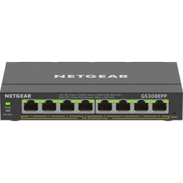 Netgear 8PT GE PLUS SWCH W/ HI-PWR POE+ (GS308EPP)