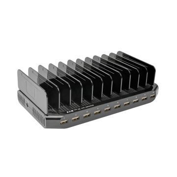 Eaton Tripp Lite - Station de recharge USB à 10 ports avec rangement réglable, sortie de chargeur USB 12V 8A (96W), cordon d'alimentation Schuko