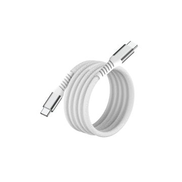 Câble USB-C/USB-C magnétique, USB2,0 - 20V/3A/60W, 1mètre blanc