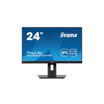 Ecran IIYAMA 23,8'' Noir dalle IPS Ultra mince 16:9 1920x1080 0.5ms 100Hz 250 cd/m² HDMI DP HPs 15cm pied réglable en hauteur + Pivot TCO XUB2493HS-B6