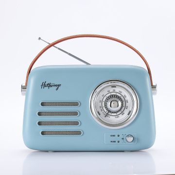 Enceinte/Radio HALTERREGO rétro 3, 5W RMS, Bluetooth, Radio FM, lecteur USB, Aux IN, batterie rechargeable, bleu