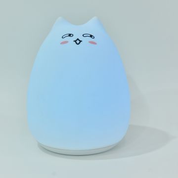 Veilleuse enfant en forme de chat rechargeable, avec télécommande 25cm de hauteur blanc