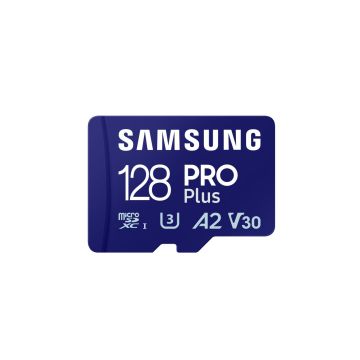 CARTE MEMOIRE SAMSUNG 128G MICRO SD PRO PLUS 2023 avec adaptateur SD 4K classe 10 Lecture 180 Mo/s Ecriture 130 Mo/s MB-MD128SA/EU