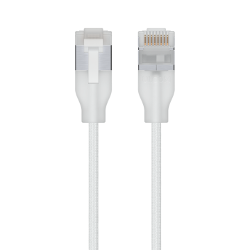 UACC-Cable-Patch-EL-C6A-0.3M-W Câble RJ45 CAT 6a 0.3m blindé - blanc.