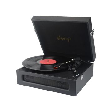 Platine vinyle HALTERREGO SOHO 2, 3 vitesses de lecture, enceintes stéréo intégrées. Entrée : jack audio 3,5 mm - Sortie RCA, Prise casque