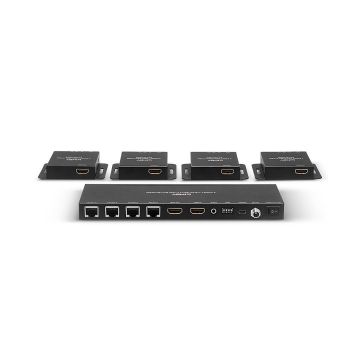 Kit Extender Splitter 4 Ports HDMI 4K30 & IR avec Loop Out, Cat.6 70m