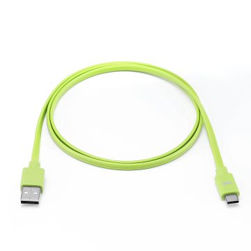 Câble USB-C mâle/USB A mâle plat 1 m - USB 3.1 gen 2 - vert ne s'emmêle pas