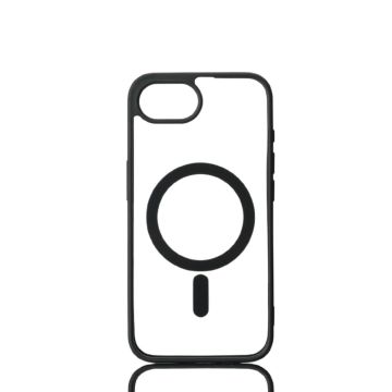 We Coque de protection RUBBER APPLE IPHONE 16E/17E - Dos transparent–contour mat noir - Compatible MAGSAFE