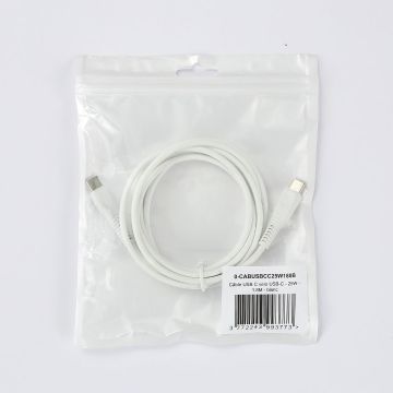 Câble USB-C/USB-C 2.0 Male/Male - 25W - Longueur 1.80M - Blanc - en sachet