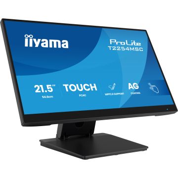 Ecran IIYAMA 21.5" Tactile PCAP 10 points ULTRA MINCE dalle IPS anti-reflet 1920x1080 4ms 300 cd/m² HDMI DisplayPort 2xUSB  HPs T2254MSC-B2AG