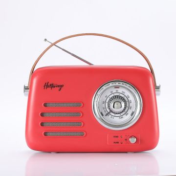 Enceinte/Radio HALTERREGO rétro 3, 5W RMS, Bluetooth, Radio FM, lecteur USB, Aux IN, batterie rechargeable, rouge